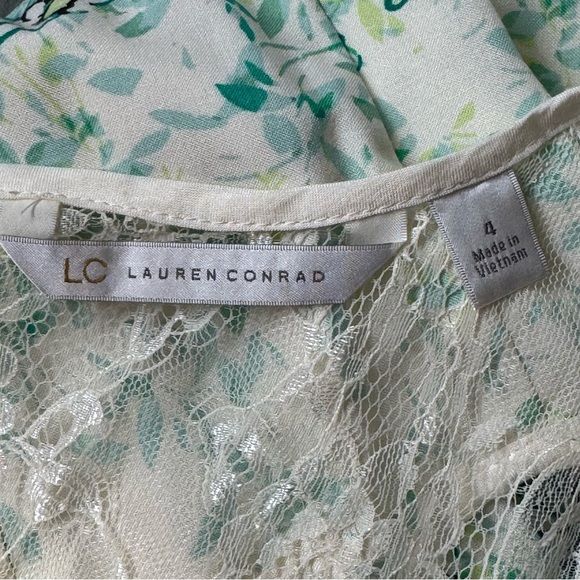LC Lauren Conrad Cream Green Halter A-line Mini Dress - Picture 8 of 12